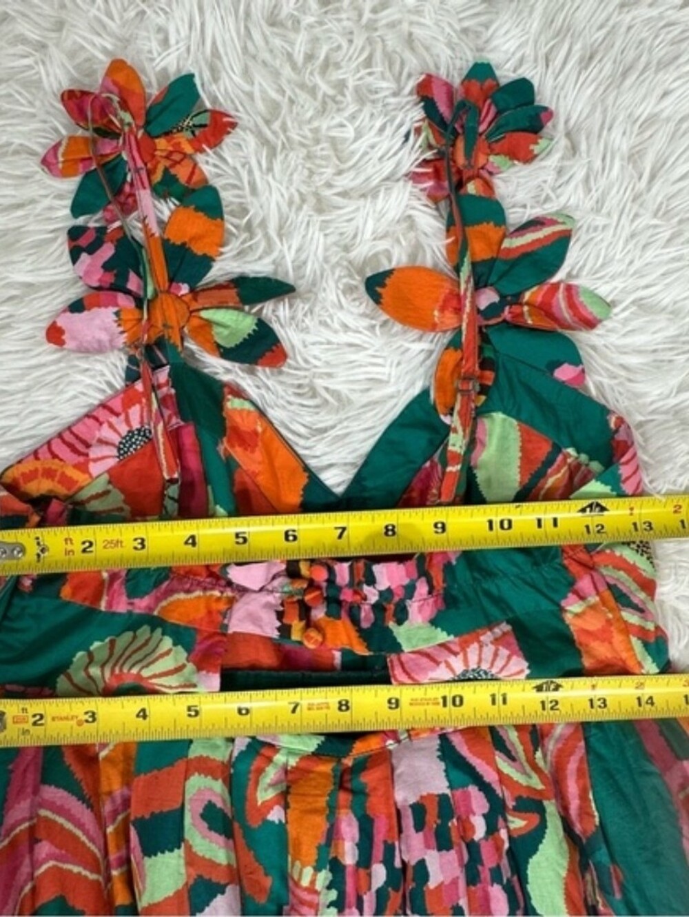 Farm Rio x Anthropologie Womens Small Multi Pleated Palm Midi Dress Resort Wear - Picture 7 of 13